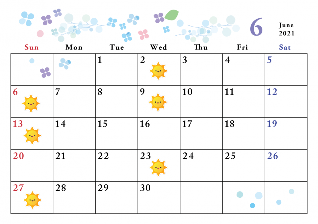 2021年6月の自力整体スケジュール